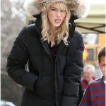 Emma Stone joking around in her Canada Goose Mystique Parka