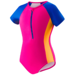 Speedo Girls' [2-3] Short Sleeve Zip One-Piece Swimsuit