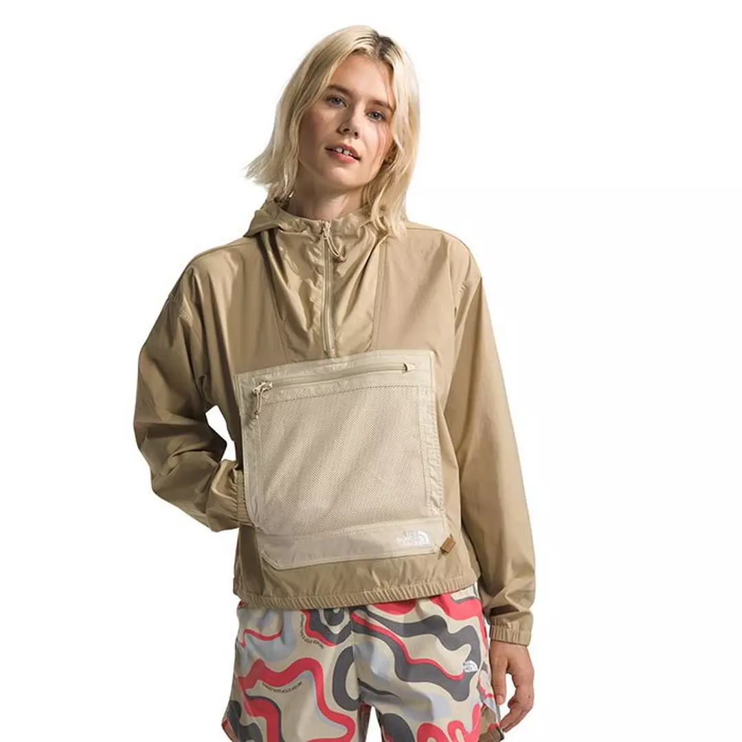 khaki and tan pullover anorak hooded windbreaker from The North Face